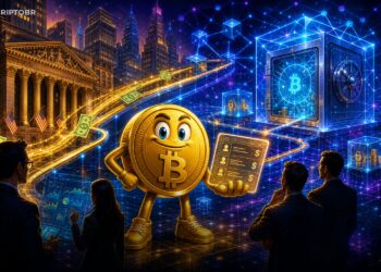 Ilustração editorial sobre a Morpho e infraestrutura de crédito onchain