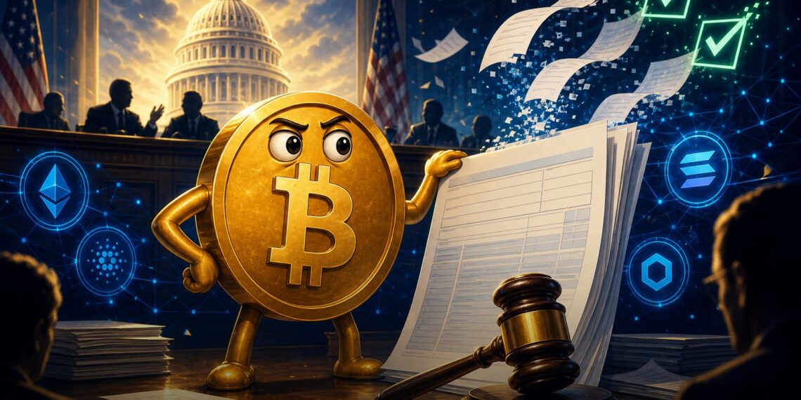 EUA miram pacote para simplificar imposto cripto — ilustração sobre tributação cripto nos EUA