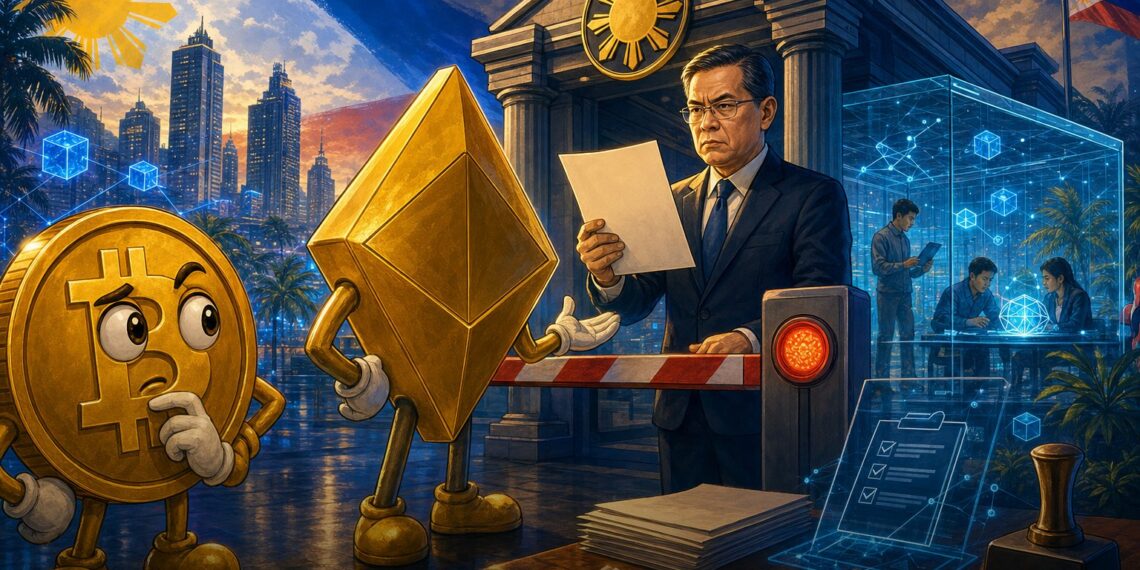 Ilustração editorial sobre Binance, licença VASP e regulação nas Filipinas