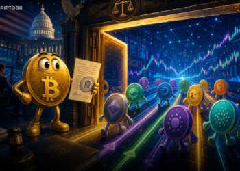 Ilustração editorial sobre Kalshi e contratos perpétuos regulados de altcoins nos EUA