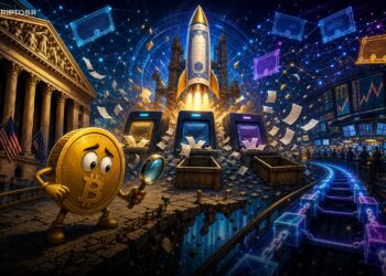Ilustração editorial sobre falha em alocações tokenizadas da SpaceX por exchanges cripto