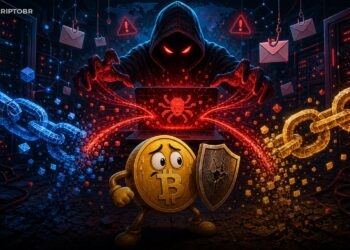 Ilustração editorial sobre hack da Humanity Protocol, phishing, malware e pontes blockchain