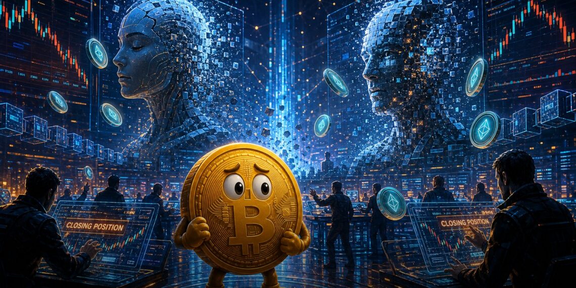Ilustração editorial sobre mercados de OpenAI e Anthropic sendo encerrados na Hyperliquid