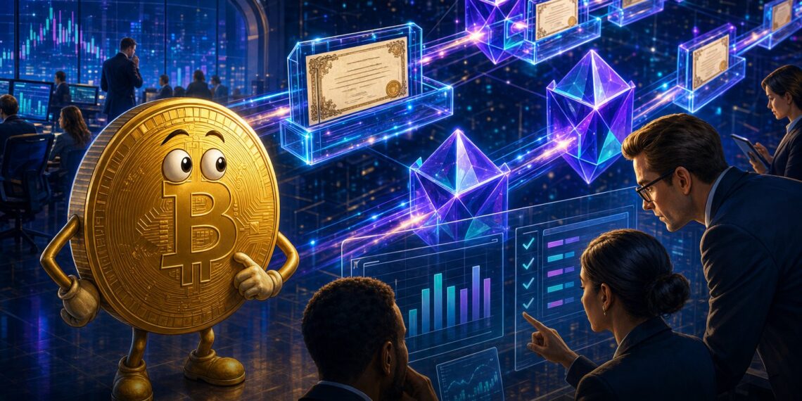 Ilustração editorial sobre Moody’s levando ratings de crédito para ativos tokenizados na Solana