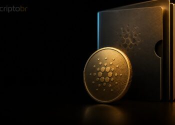 Capa editorial com token Cardano ADA e documento de upgrade Van Rossem