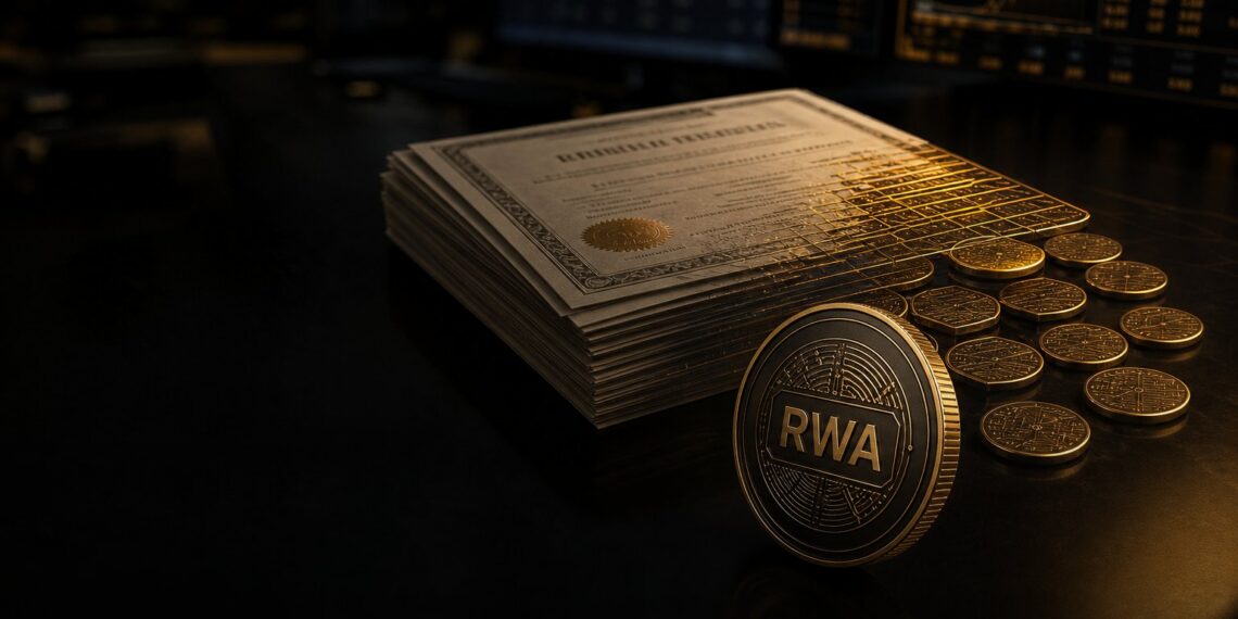 Capa editorial sobre tokenização institucional e ativos financeiros em blockchain