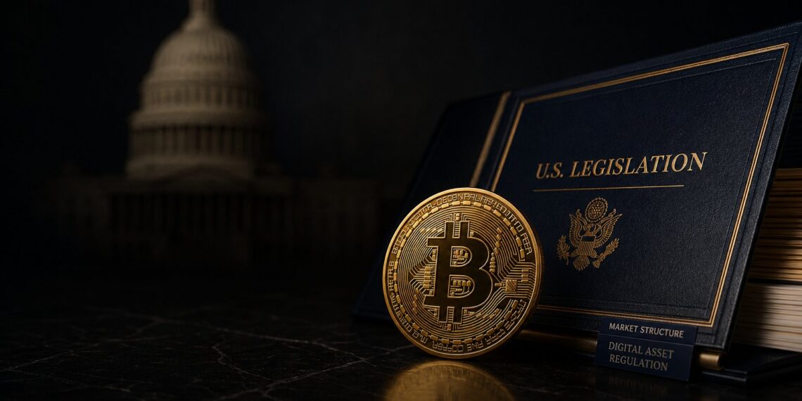 Bitcoin em destaque ao lado de documento regulatório dos EUA