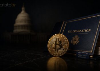 Bitcoin em destaque ao lado de documento regulatório dos EUA