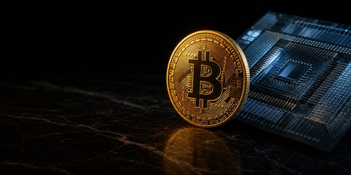 Bitcoin e chip quântico em capa editorial sobre iniciativa da Galaxy