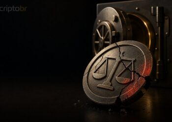 Moeda rachada diante de cofre escuro simbolizando exploit da Balance Coin na BNB Chain