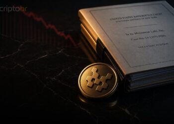 Capa editorial sobre Movement Labs, token MOVE e processo Chapter 11 nos Estados Unidos
