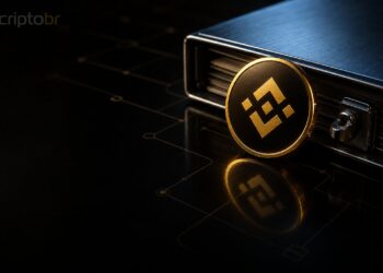 Capa editorial sobre Binance, compliance e rastreamento de fluxos cripto ilícitos