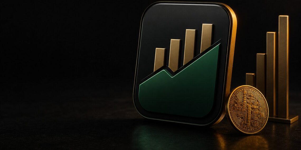 Capa editorial sobre Robinhood Chain e ações tokenizadas em ambiente escuro