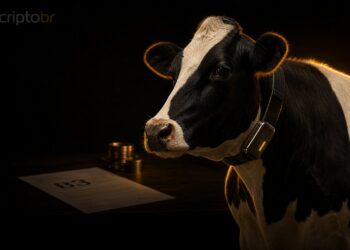 Vaca leiteira com coleira inteligente representando tokenização de ativos reais no Brasil