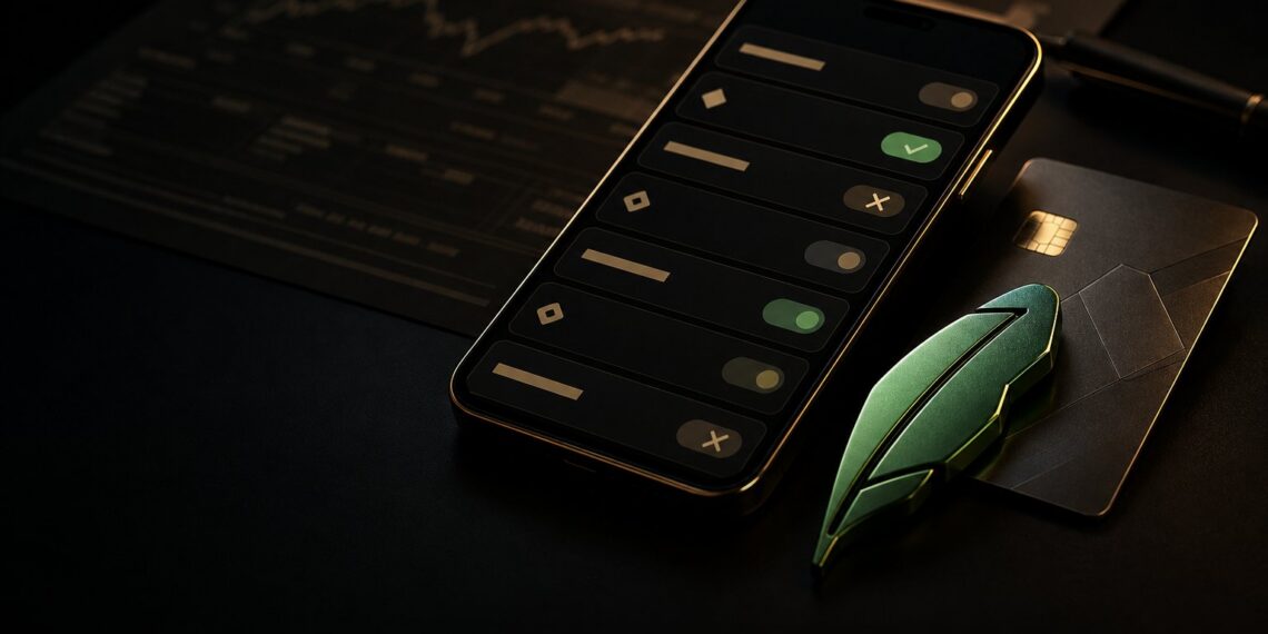 Arte editorial sobre Robinhood e Crypto.com em mercados de previsão