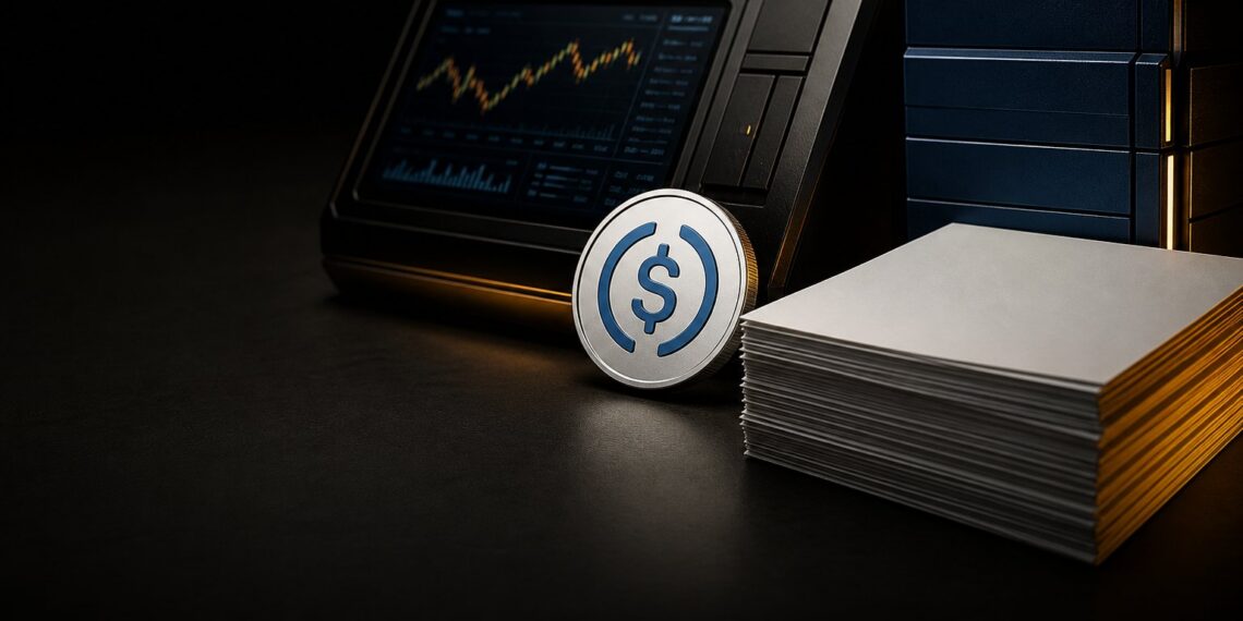 Capa editorial sobre Circle, USDC e patentes blockchain da IBM