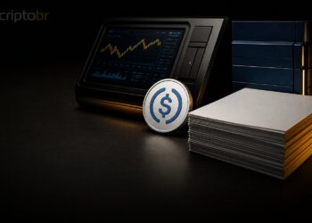 Capa editorial sobre Circle, USDC e patentes blockchain da IBM
