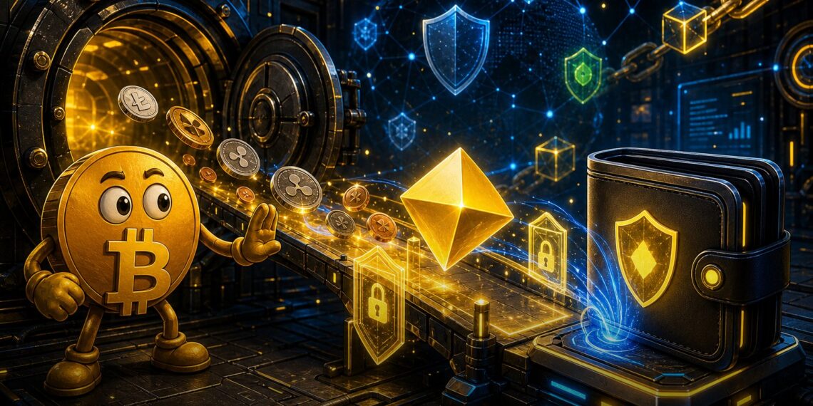 Ilustração editorial de recuperação de tokens BEP2 da BNB Chain para BNB Smart Chain