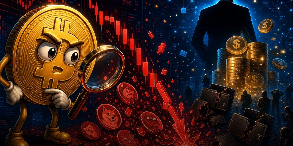 Ilustração sobre compradores do token TRUMP acumulando perdas no mercado cripto