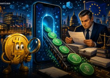 Ilustração editorial sobre Revolut retirando suporte ao USDT em meio a pressão regulatória sobre stablecoins