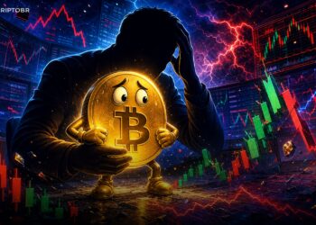 Ilustração editorial de Bitcoin em meio à volatilidade do mercado após fala de Dave Portnoy