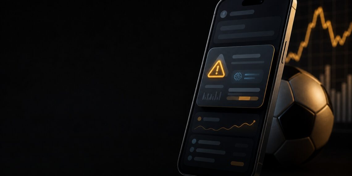 Smartphone com alerta de IA da Coinbase em capa editorial sobre mercados de previsão