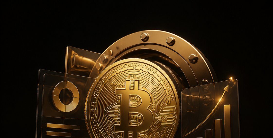 Bitcoin em cofre digital representando produto BTC Yield da Binance
