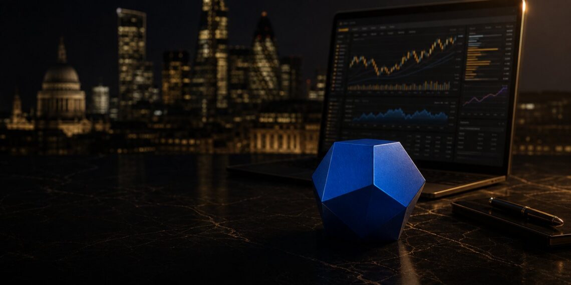Capa editorial sobre Coinbase, licença no Reino Unido, ações e derivativos