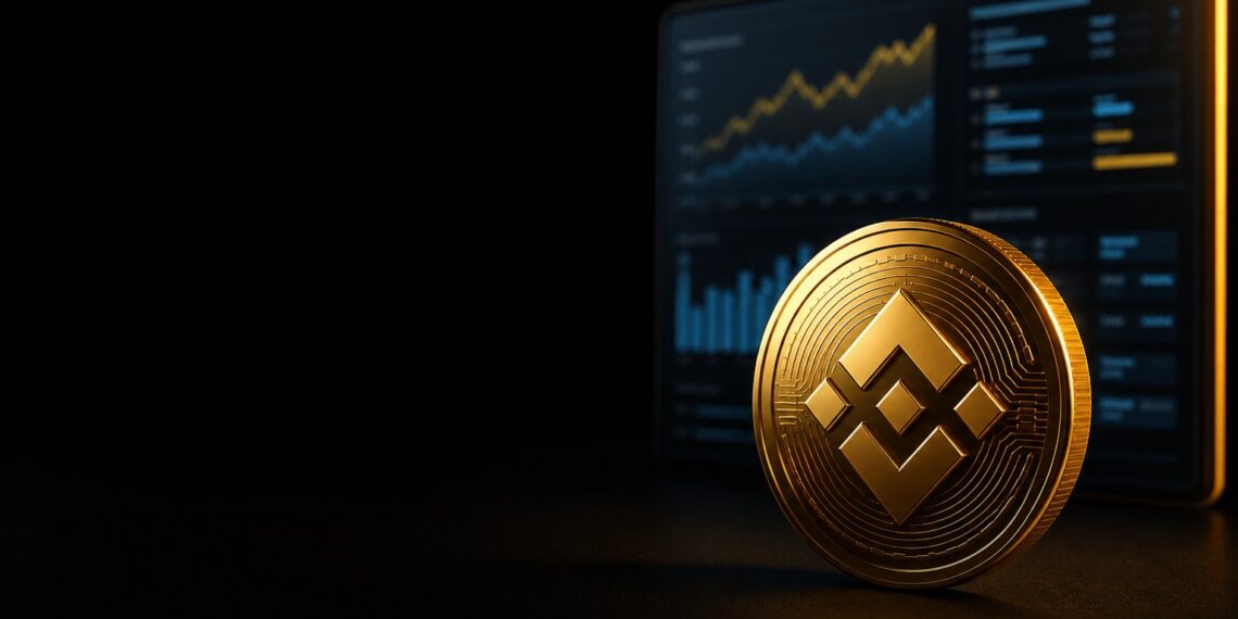 Token BNB em capa editorial sobre agentes de IA e dados da CoinMarketCap na BNB Chain