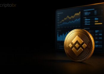 Token BNB em capa editorial sobre agentes de IA e dados da CoinMarketCap na BNB Chain