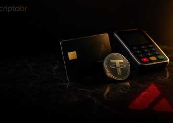 Cartão corporativo e moeda USDT representando teste de remessa da Hyundai na Avalanche