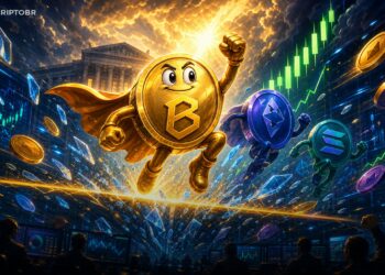 Mascote do Bitcoin sobe em gráfico de mercado após alívio no Fed