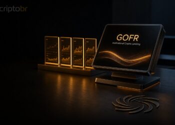 Terminal institucional de crédito on-chain representando o GOFR da Galaxy