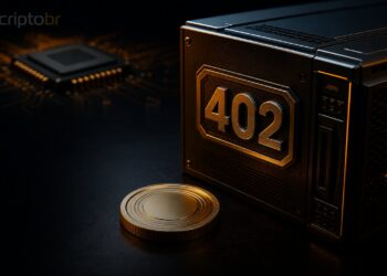 Capa editorial sobre x402, pagamentos com stablecoins e agentes de IA