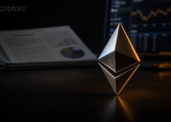 Ethereum em mesa institucional com referência a ETFs spot de ether